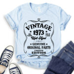 Vintage well aged 1973 t-shirt baby blue