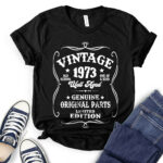 Vintage well aged 1973 t-shirt for women black