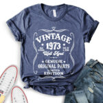 Vintage well aged 1973 t-shirt for women heather navy
