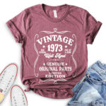 Vintage well aged 1973 t-shirt heather maroon