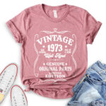 Vintage well aged 1973 t-shirt heather mauve