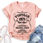 Vintage well aged 1973 t-shirt heather peach