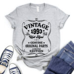 Vintage well aged 1993 t-shirt for women heather light grey
