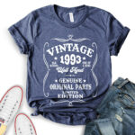 Vintage well aged 1993 t-shirt for women heather navy