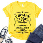 Vintage well aged 1993 t-shirt for women yellow