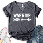 warrior t shirt v neck for women heather dark grey