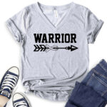 warrior t shirt v neck for women heather light grey