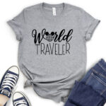 world traveller t shirt for women heather light grey