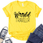 world traveller t shirt for women yellow