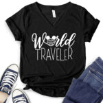 world traveller t shirt v neck for women black